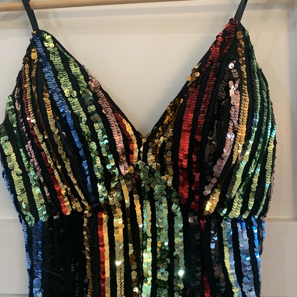 Fashion Nova Dresses Sequin Rainbow Dress size 10 - Picture 4 of 8